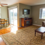 The spacious living room has views of Pudding Creek