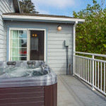 The hot tub is just outside your bedroom door